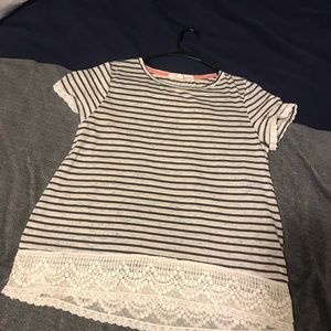 Rewind short sleeve top with lace trim - Large